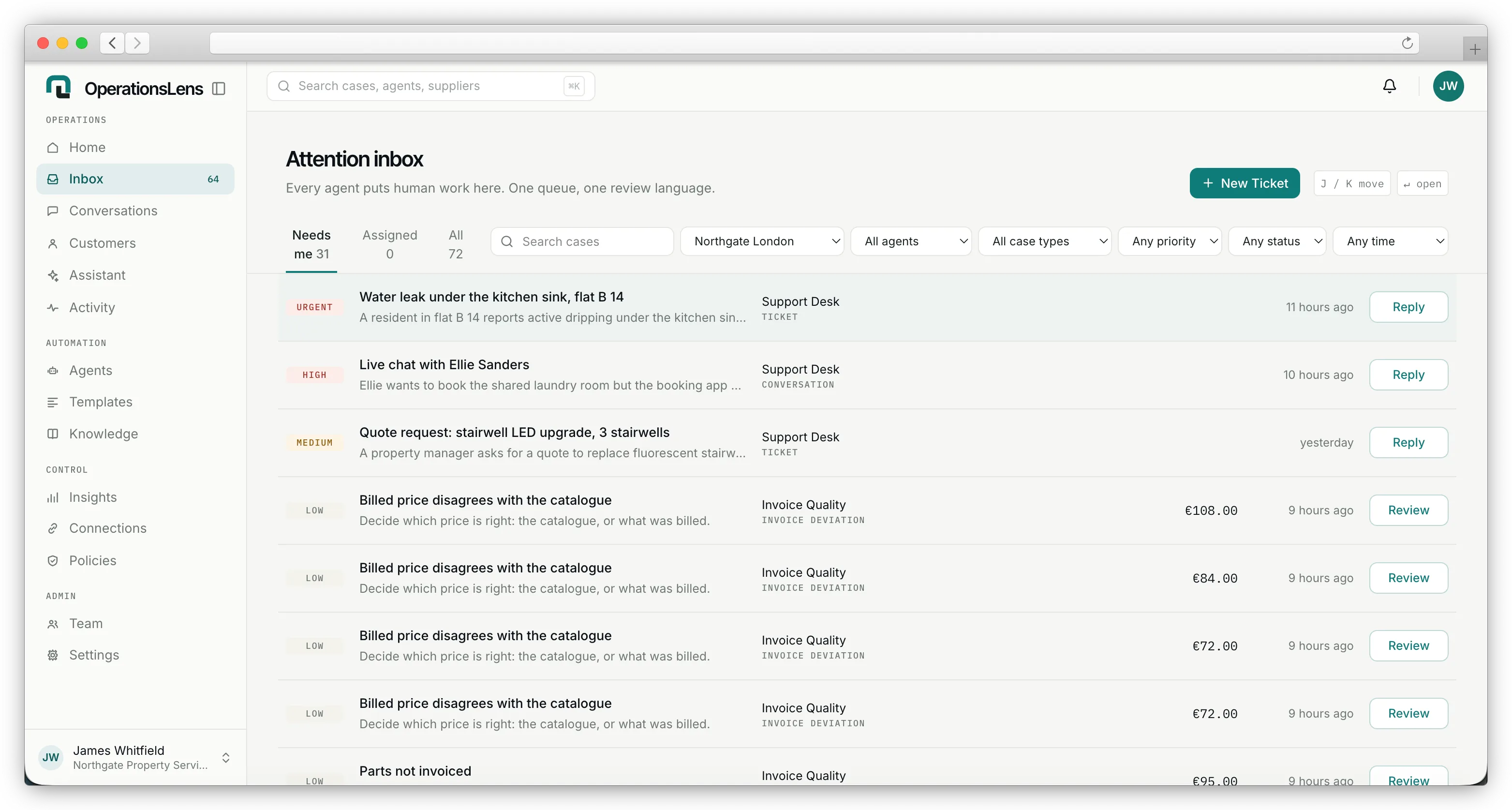 The attention inbox — every agent puts the work that needs a person into one queue
